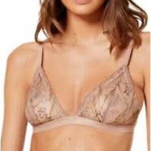 Etam Louange Embroidered Tulle Bralette In Tan Sz 36B New